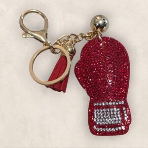 Red and Gold Boxing Glove Bag Charm Keychain